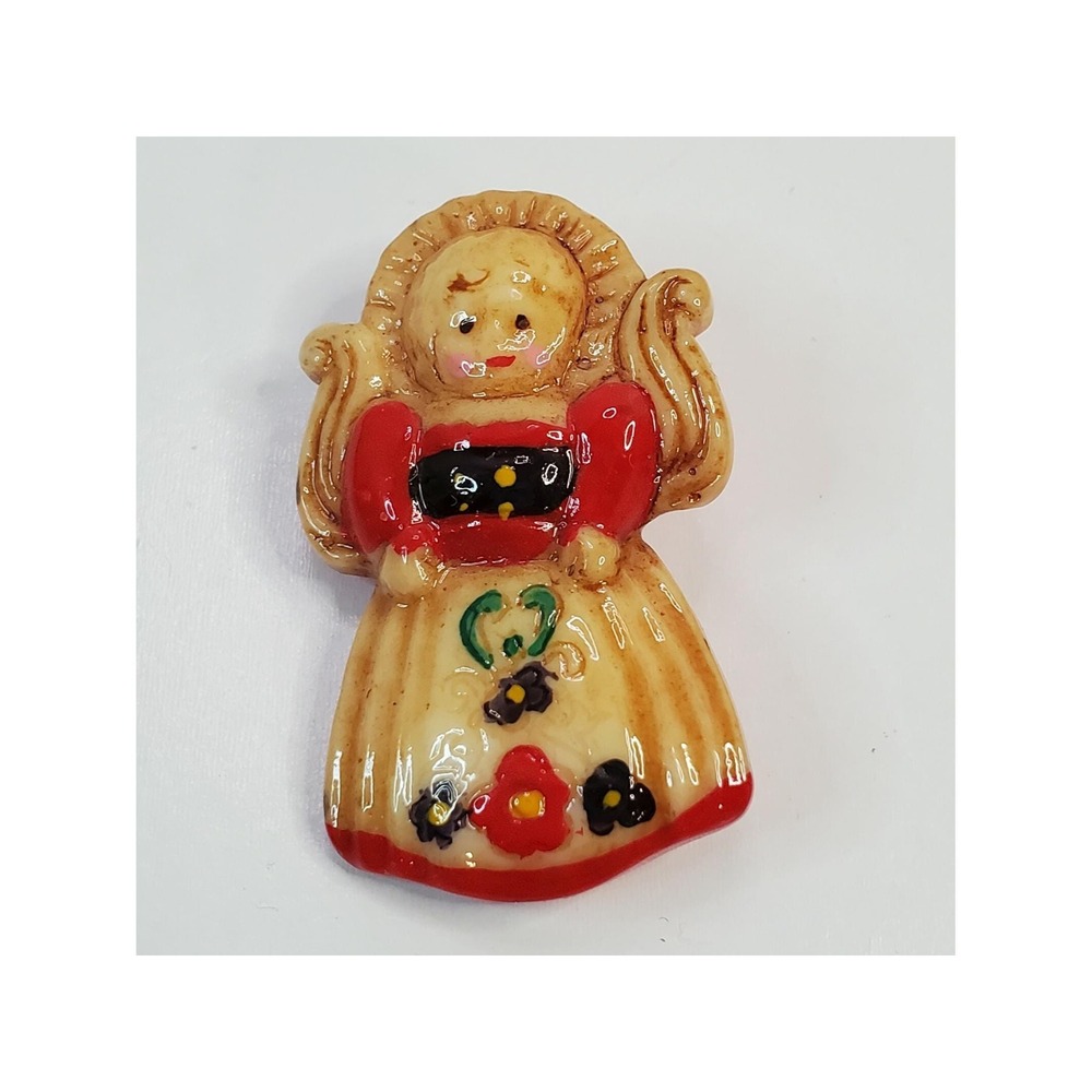 Vintage R.O.C. ROC Resin Plastic Christmas Angel Brooch Pin Taiwan Holiday